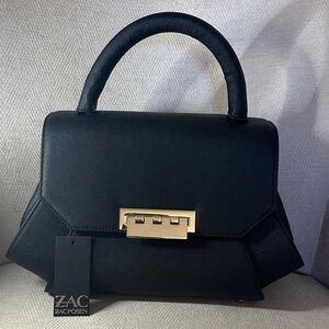 ZAC Zac Posen Elegant Black Satchel with Gold Hardware